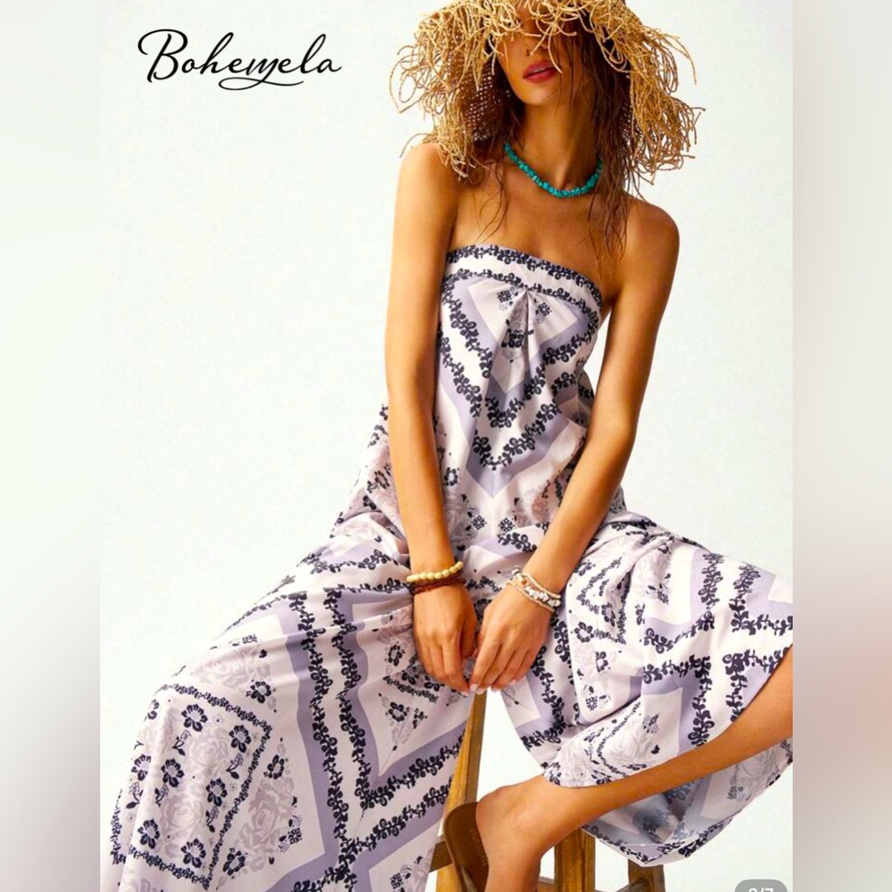 Bohemela On Trend Wide Leg Paisley Print Wrap Halter with High Waisted Wide Legs